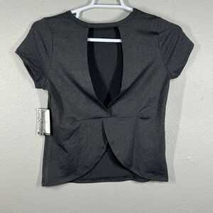 Fitkicks Active Lifestyle T-Shirt Womens S Twist Back Short Sleeve Gray Heather